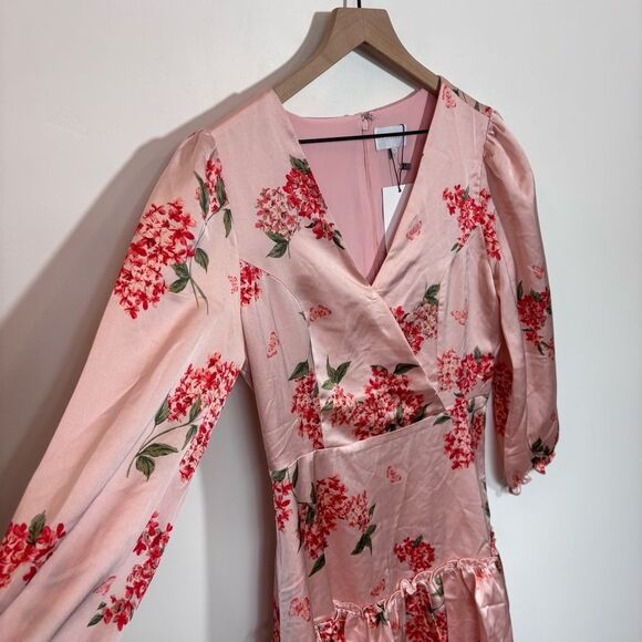 Sugarlips Bonitas Mariko Surplice Mini Dress NEW Size Medium BLUSH-CORAL - Picture 7 of 16
